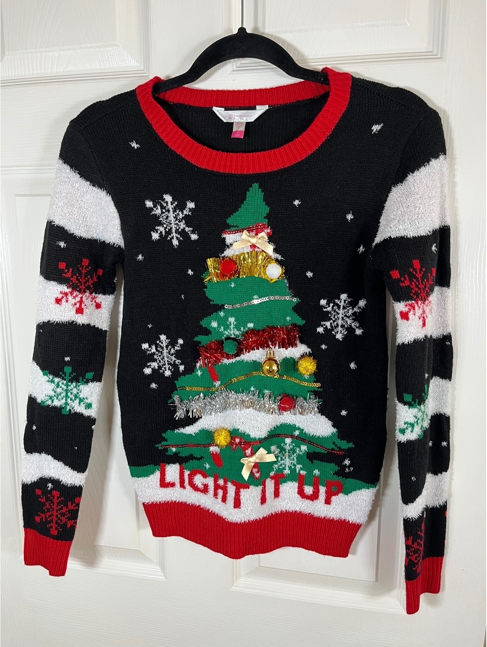 Black red Light It Up Christmas sweater small